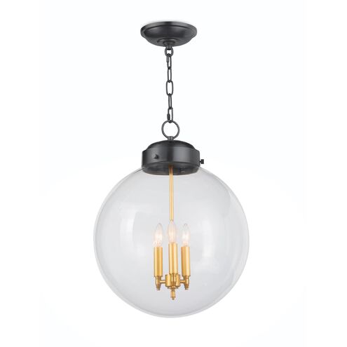 Southern Living Globe 3 Light 15 inch Oil Rubbed Bronze and Natural Brass Pendant Ceiling Light