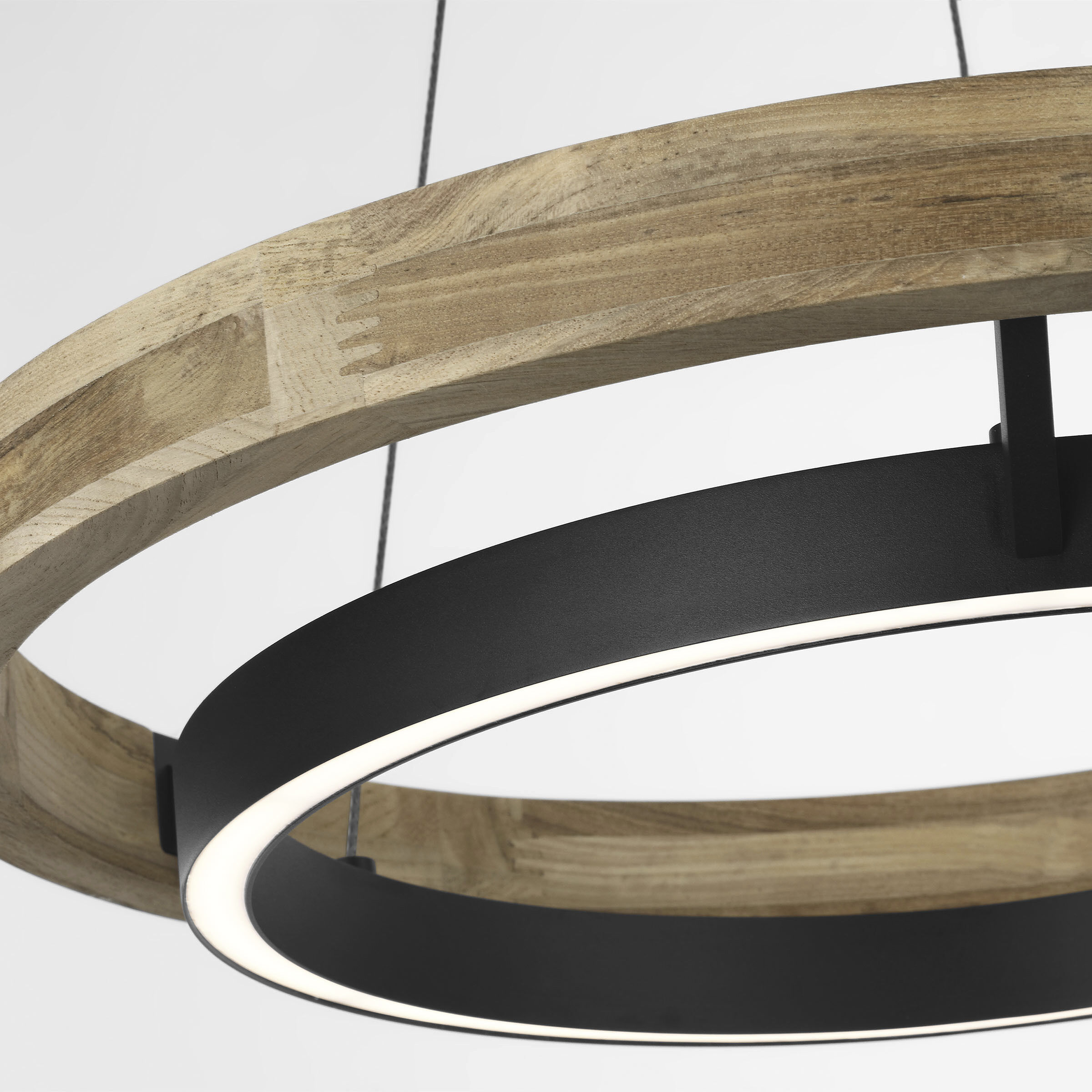 Sean Lavin Grace LED 24 inch Textured Black and Teak Wood Outdoor Chandelier