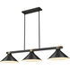 Bronte 3 Light 54 inch Matte Black and Rubbed Brass Billiard Light Ceiling Light