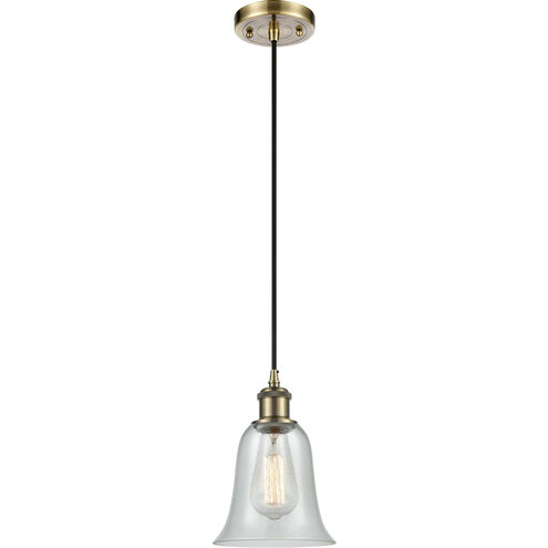Ballston Hanover 1 Light 6.25 inch Antique Brass Mini Pendant Ceiling Light in Fishnet Glass, Black Textured, Ballston