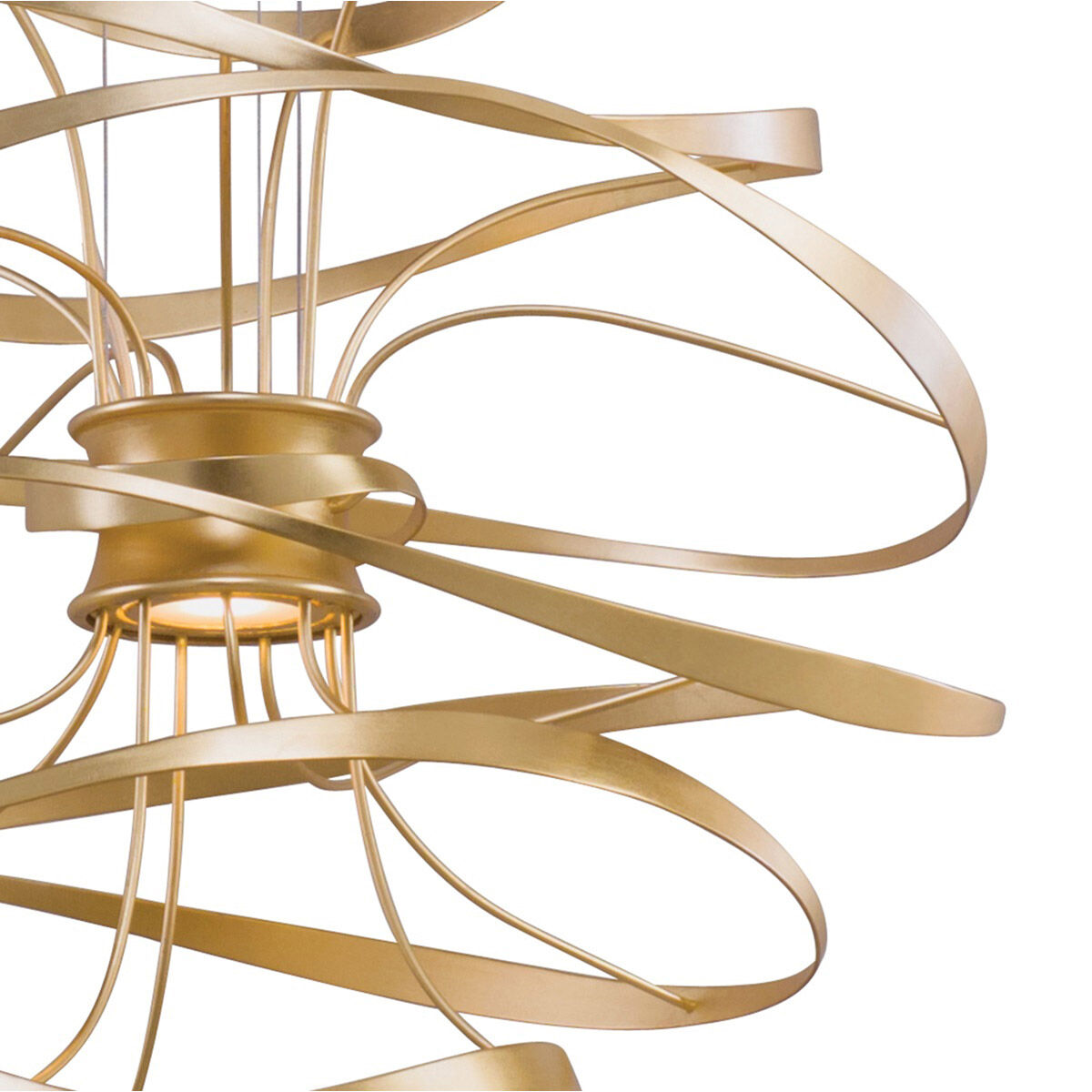 Calligraphy LED 26 inch Gold Leaf with Polished Stainless Accents Pendant Ceiling Light in 24.00