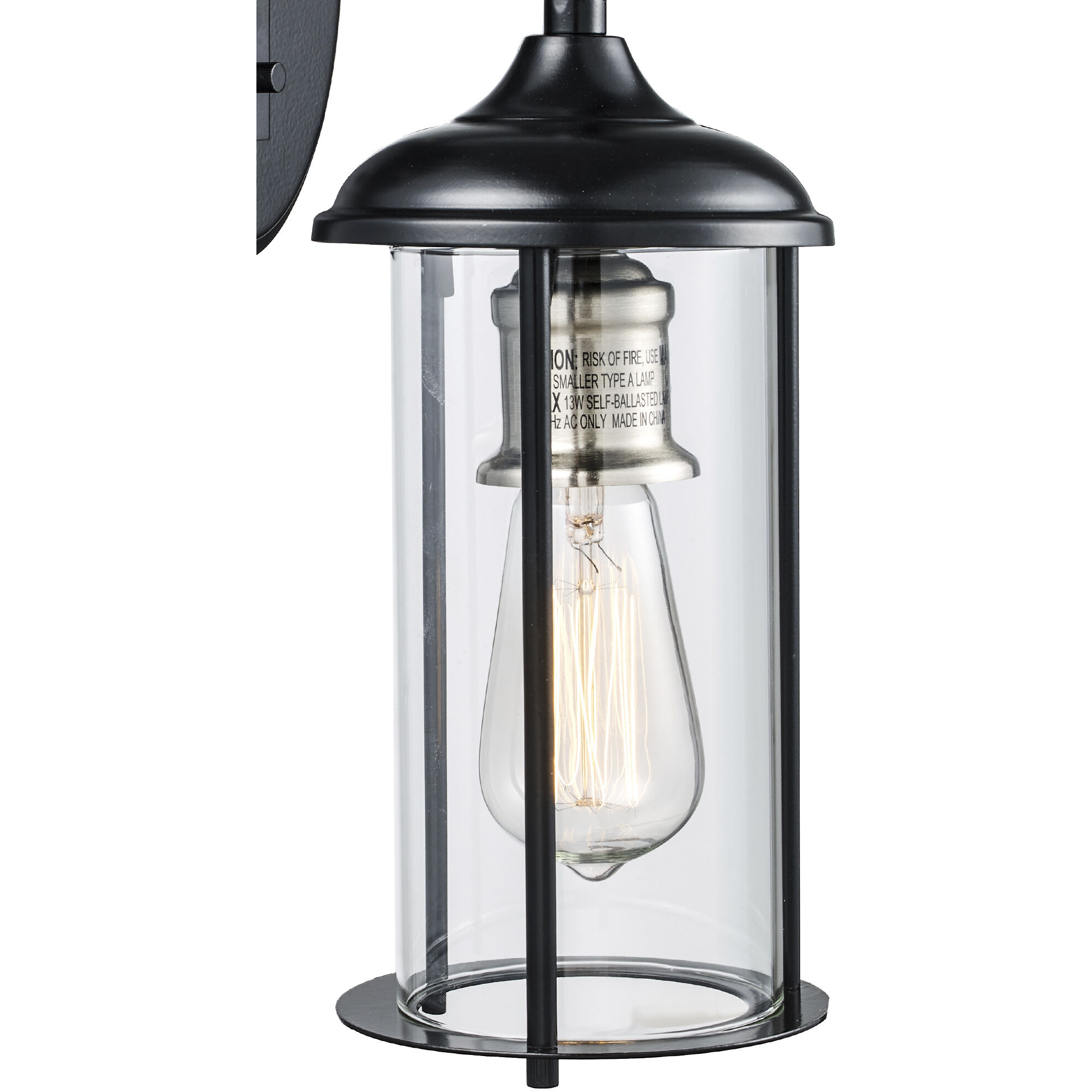 Blues 1 Light 16 inch Black and Brushed Nickel Outdoor Wall Lantern