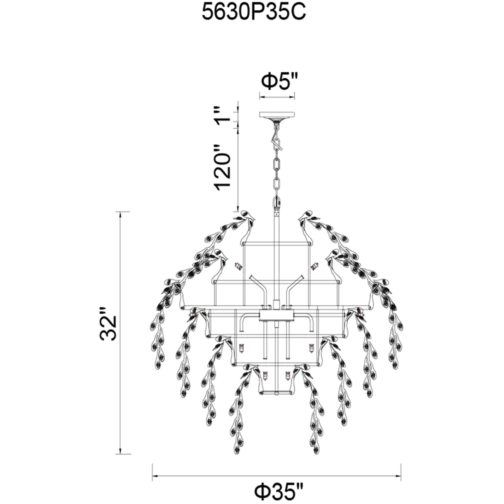 Flurry 17 Light 35 inch Chrome Down Chandelier Ceiling Light