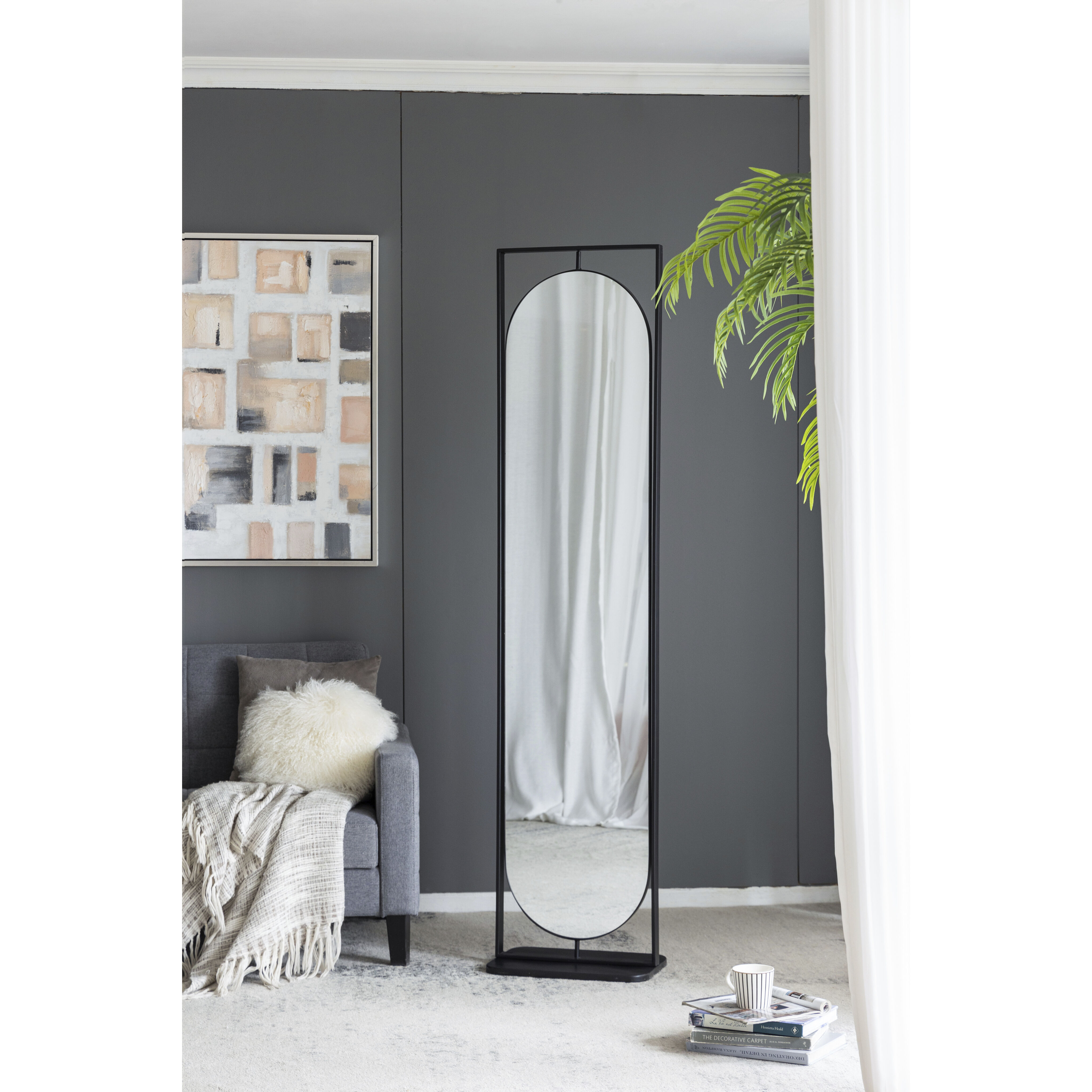 Full 77.8 X 18.1 inch Black Mirror