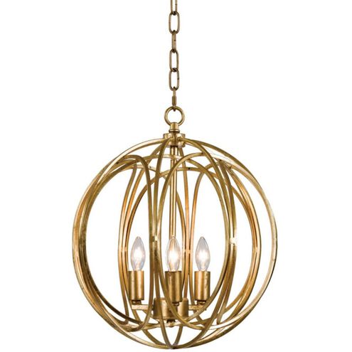 Ofelia 3 Light 13.75 inch Gold Leaf Pendant Ceiling Light, Medium