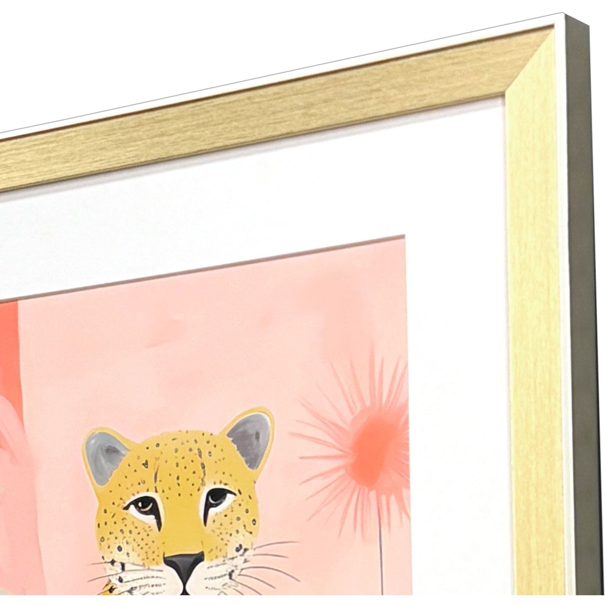 Pet Cheetah Orange and Green and Pink and Black Framed Art, Propac