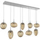 Cosmos Incandescent 9 Light Classic Silver Linear Pendant Ceiling Light in Bronze Cosmos, Multi-Pendant