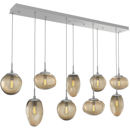 Cosmos Incandescent 9 Light Classic Silver Linear Pendant Ceiling Light in Bronze Cosmos, Multi-Pendant