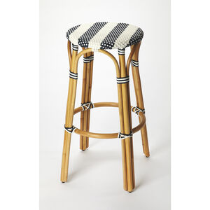 Designer'S Edge Tobias Blue & White Rattan 30 inch Blue Barstool