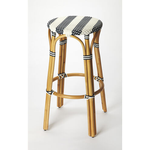 Designer'S Edge Tobias Blue & White Rattan 30 inch Blue Barstool