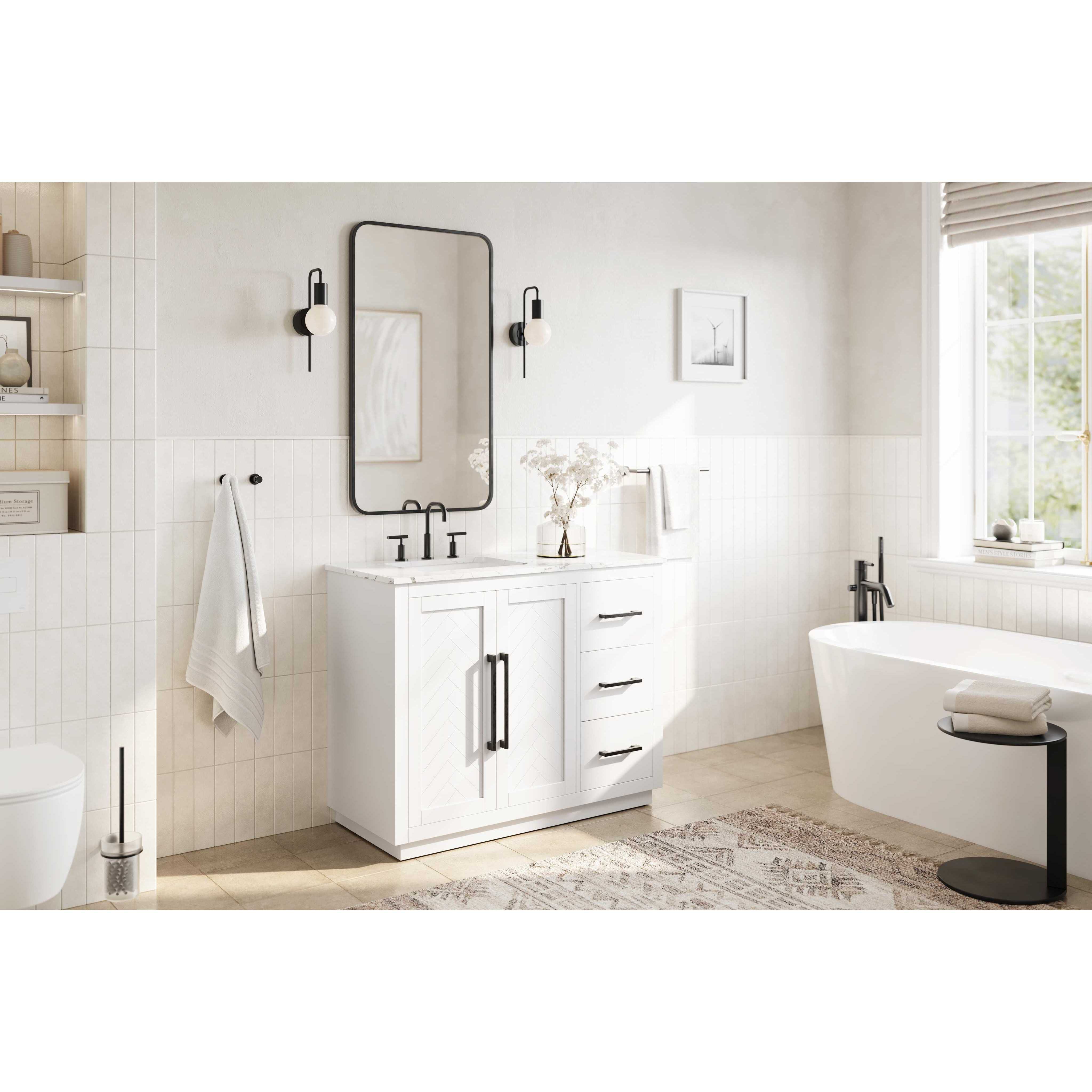 Chase 42 X 34 inch White Bathroom Vanity Cabinet