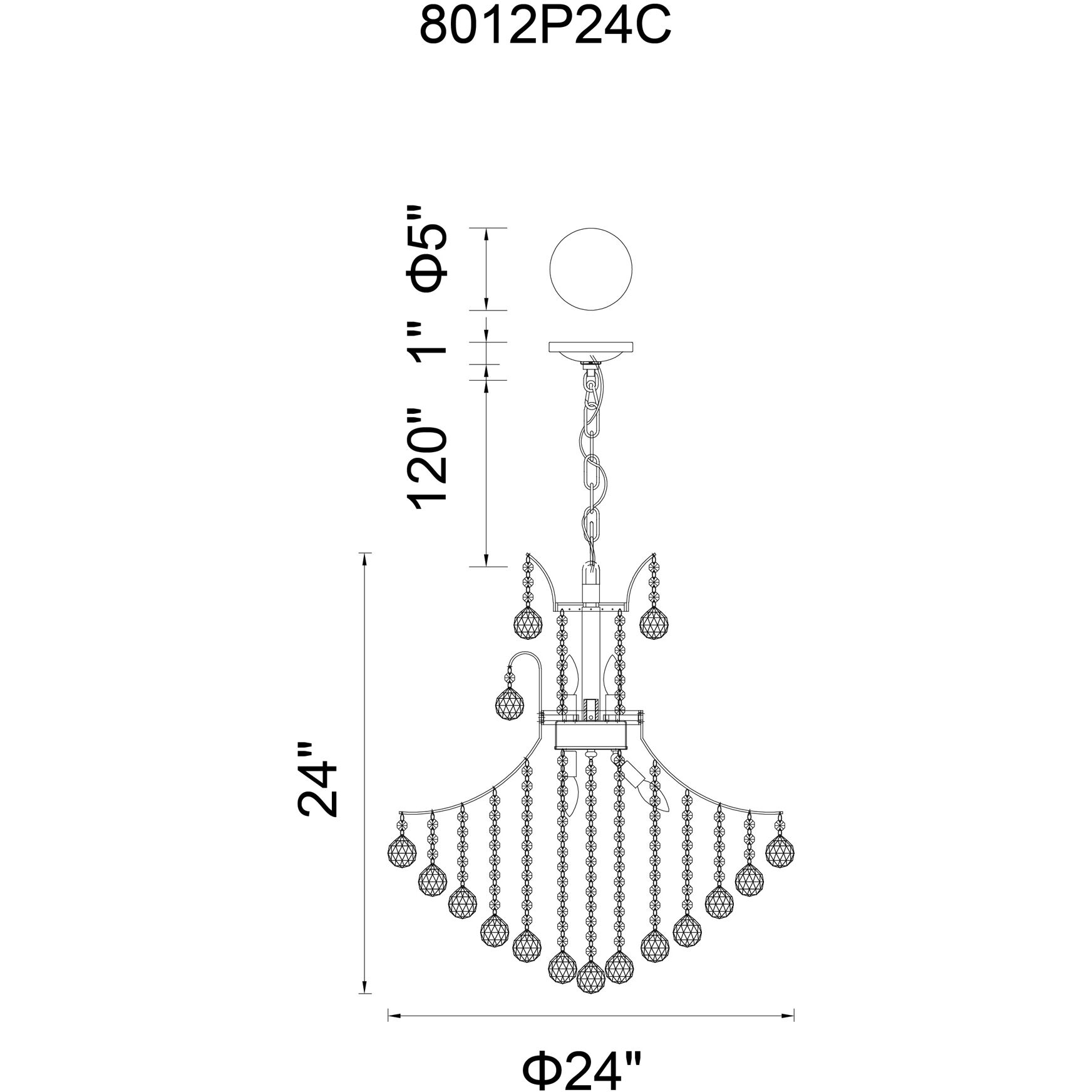 Princess 10 Light 24 inch Chrome Down Chandelier Ceiling Light
