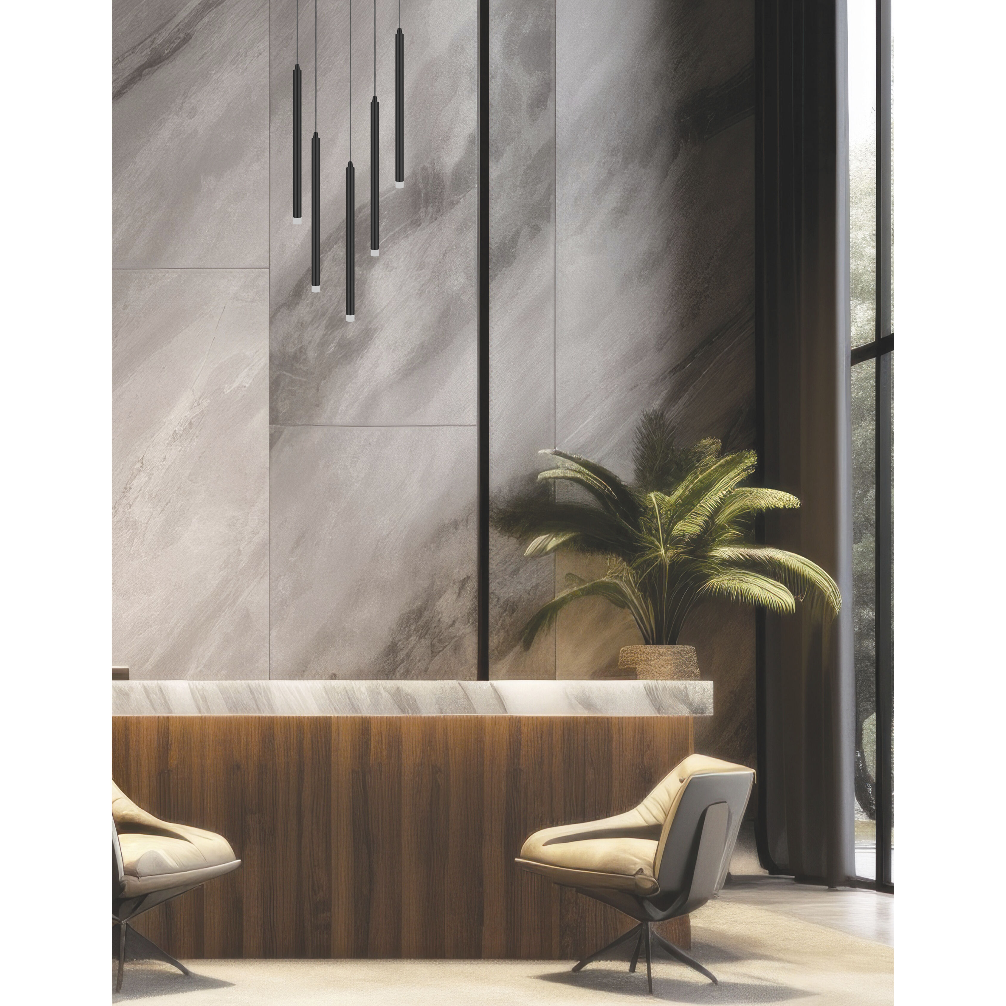 Sanya LED 24 inch Matte Black Multi Pendant Ceiling Light