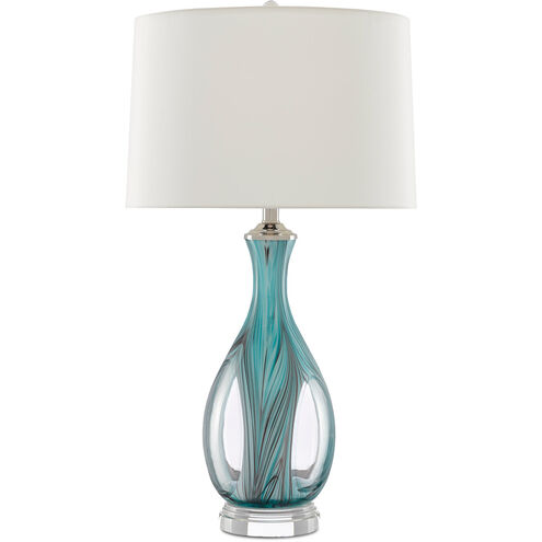 Eudoxia 31 inch 150 watt Blue/Clear/Polished Nickel Table Lamp Portable Light