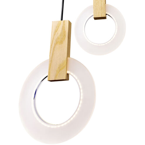 Anello LED 28 inch White Oak Multi Point Pendant Ceiling Light