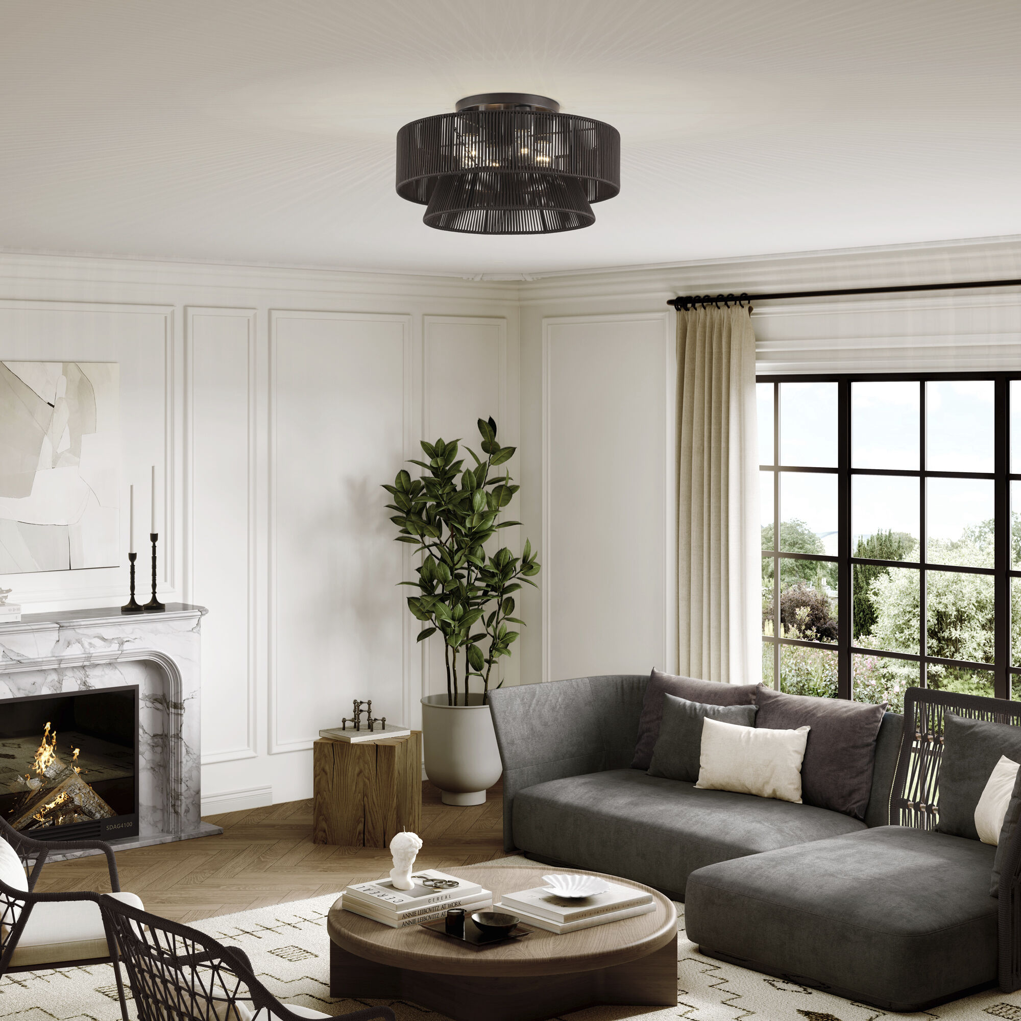 Florell 4 Light 21 inch English Bronze Semi Flush Mount Ceiling Light, Extra Large