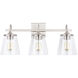 Capital Lighting Jayne 3 Light 24.25 inch Brushed Nickel Vanity Light Wall Light 139132BN-496 - Open Box