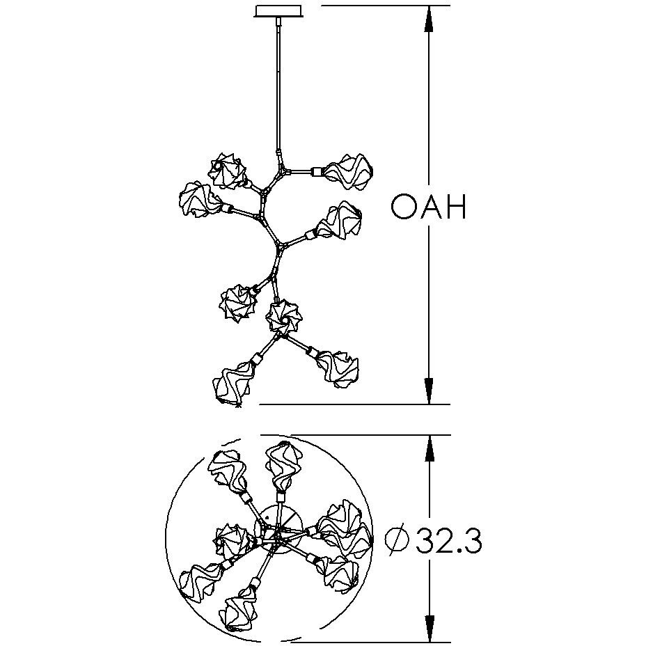 Blossom LED 31.8 inch Novel Brass Chandelier Ceiling Light in 2700K LED, Modern Vine