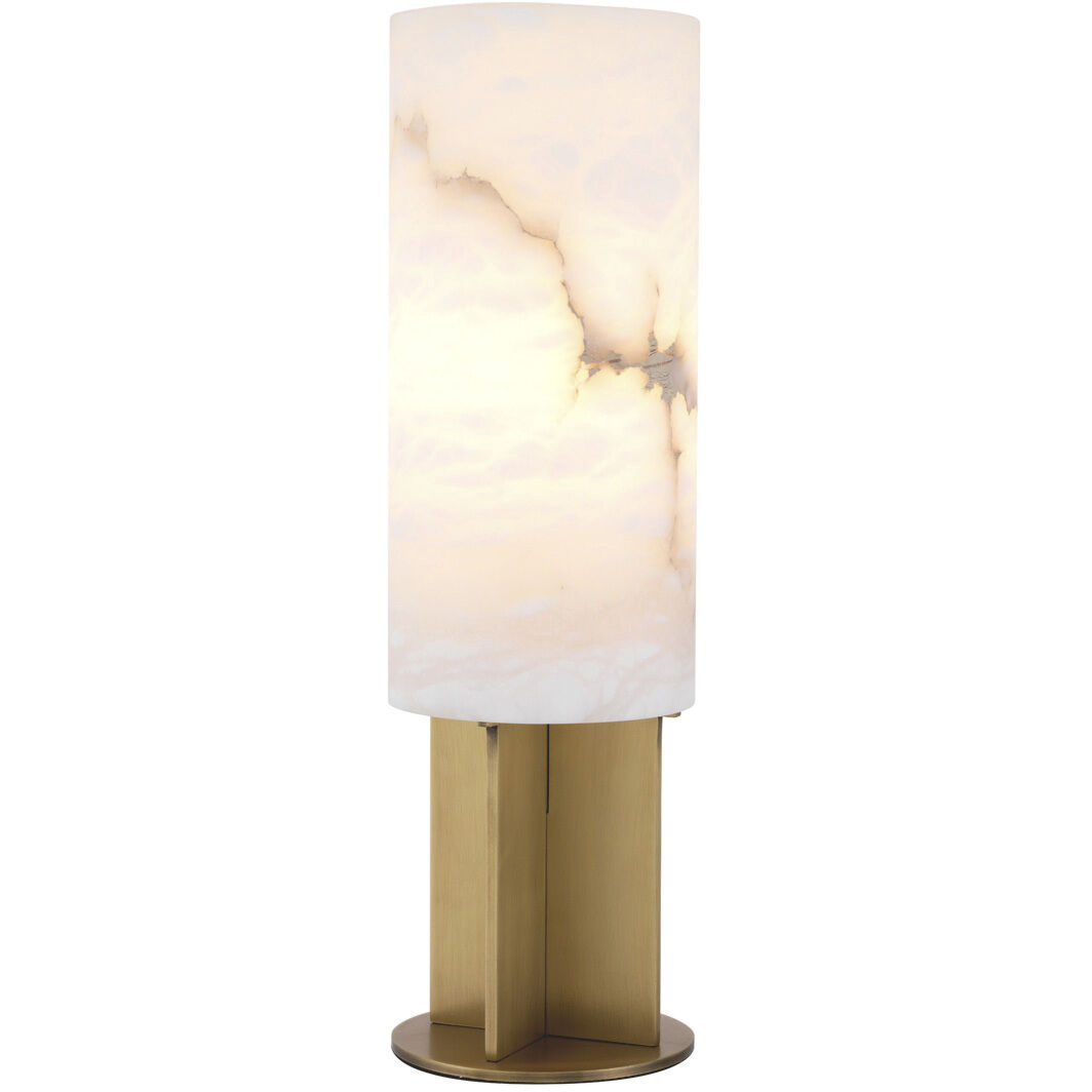 Giorgina 18.5 inch 40 watt Antique Brass with Alabaster Table Lamp Portable Light