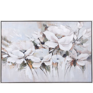 White Blossoms White-Brown-Grey Multi-Color-Acrylic Paint Wall Art