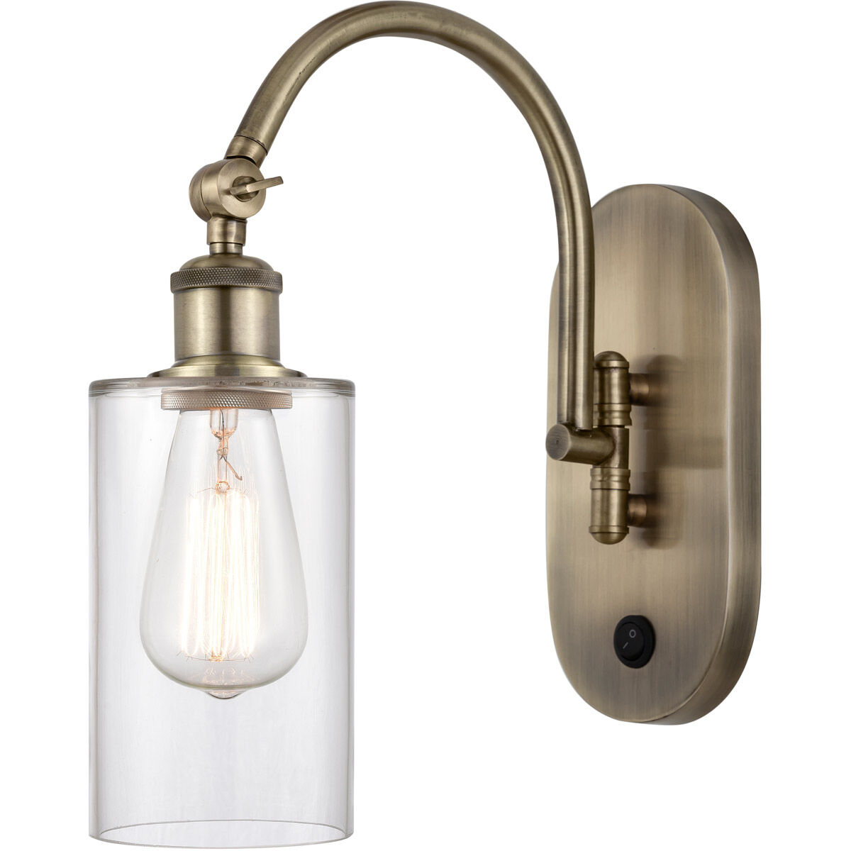 Ballston Clymer LED 5.3 inch Antique Brass Sconce Wall Light in Clear Glass