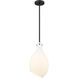 Salem LED 8.5 inch Matte Black Mini Pendant Ceiling Light in Matte White Glass