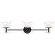 Tremolo 3 Light 33 inch Matte Black and Champagne Gold Vanity Light Wall Light