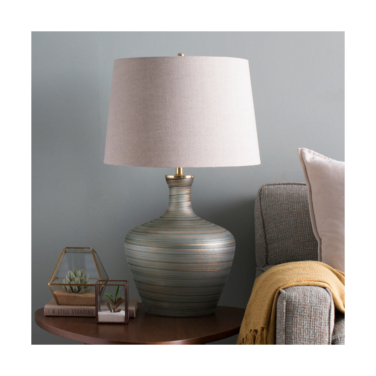 Ollie 27.5 inch 100 watt Gold and Green Table Lamp Portable Light