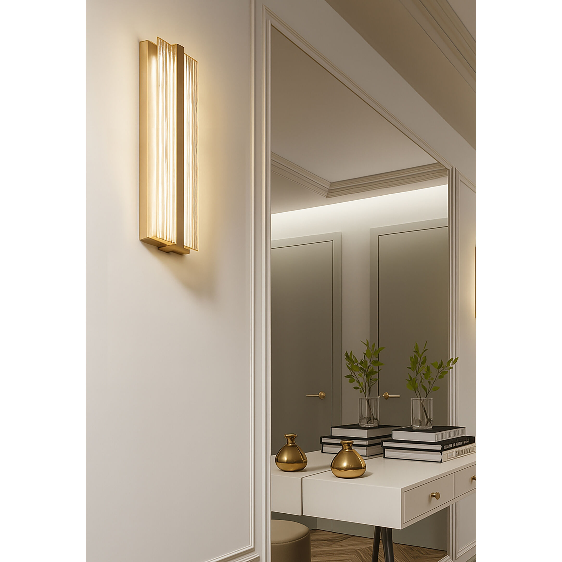 Gallery Wall Sconce Wall Light in Light Antique Brass, 20 in