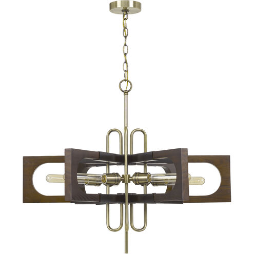 Sneek 6 Light 5 inch Antique Brass/Wood Chandelier Ceiling Light
