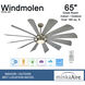 Windmolen 65 inch Brushed Steel with Grey Ashwood Blades Outdoor Ceiling Fan