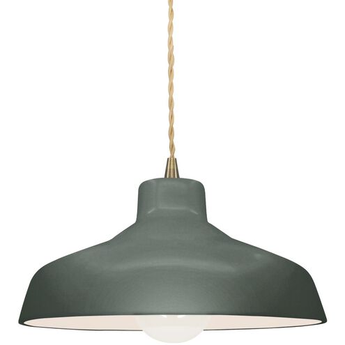 Radiance LED 11.5 inch Pewter Green and Antique Brass Pendant Ceiling Light