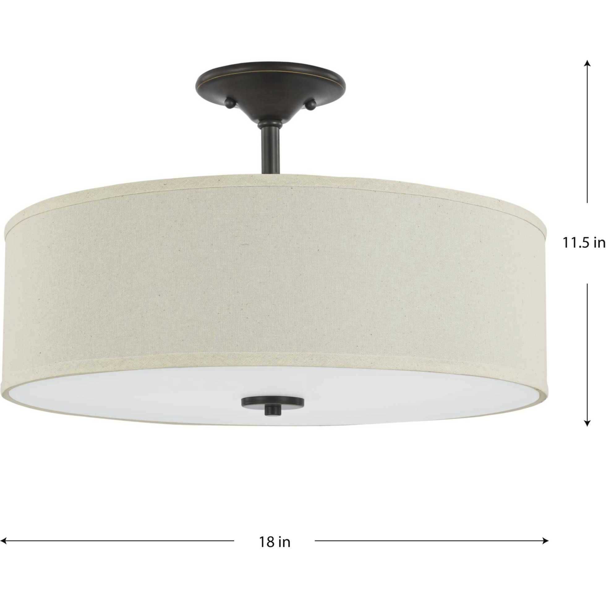 Inspire 3 Light 18 inch Antique Bronze Semi-Flush Mount Ceiling Light