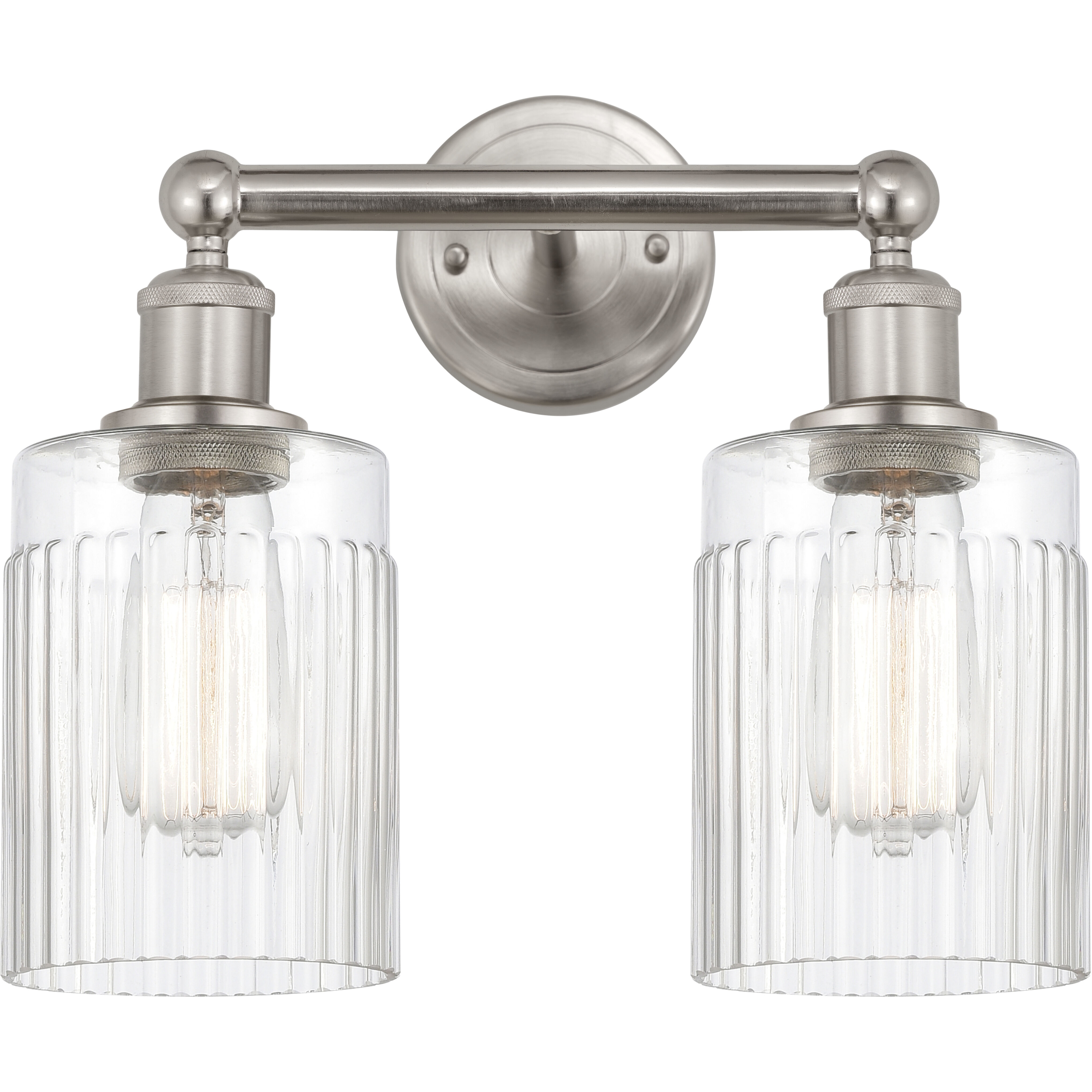 Edison Hadley 2 Light 14 inch Brushed Satin Nickel Bath Vanity Light Wall Light in Clear Glass