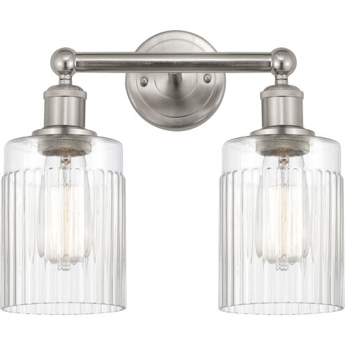 Edison Hadley 2 Light 14 inch Brushed Satin Nickel Bath Vanity Light Wall Light in Clear Glass