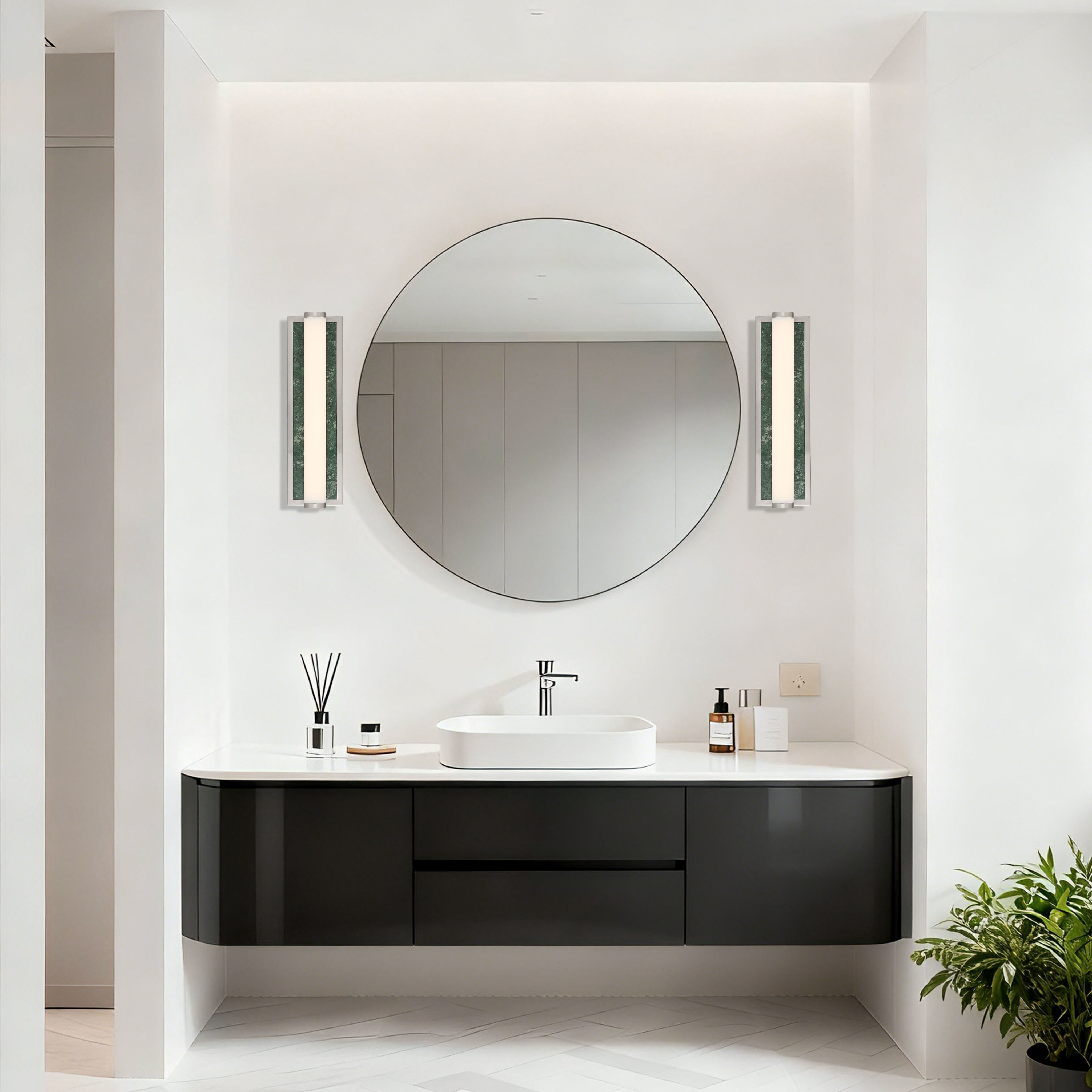 Yep Stratum 1 Light 17.5 inch Brushed Nickel with Persian Green Marble Vanity Light Wall Light