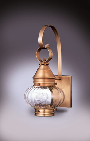 Cageless Onion 1 Light 15.5 inch Dark Antique Brass Outdoor Wall Light in Clear Seedy Glass