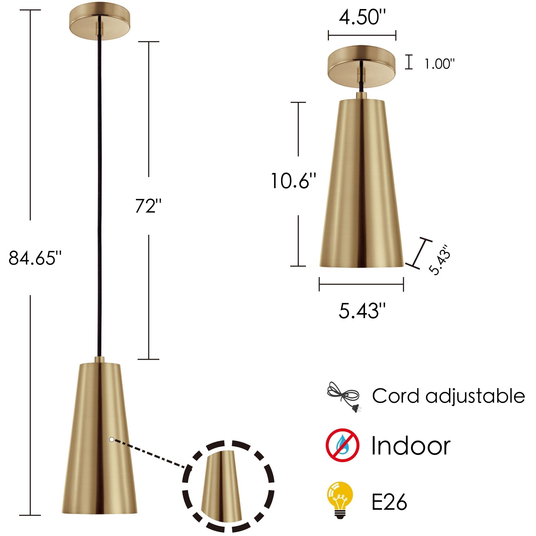 Pratella 1 1 Light 5.43 inch Brushed Gold Mini Pendant Ceiling Light