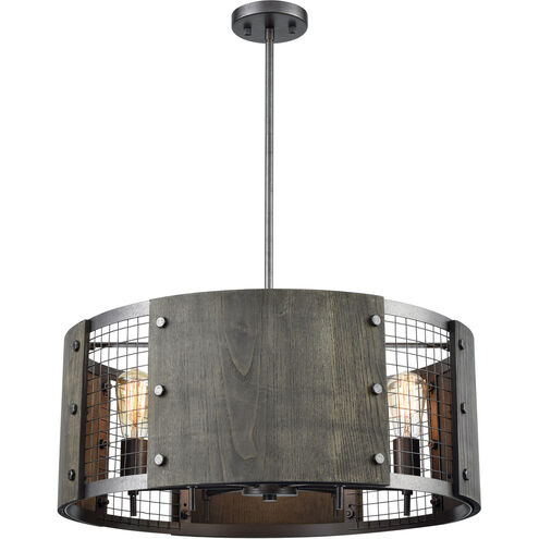 Halstead 6 Light 24 inch Ash Gray with Dark Gray Chandelier Ceiling Light