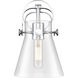 Pilaster II Cone Sconce Wall Light in Polished Chrome, Clear Glass