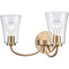 Emily 2 Light 17 inch Brushed Gold Vanity Light Wall Light