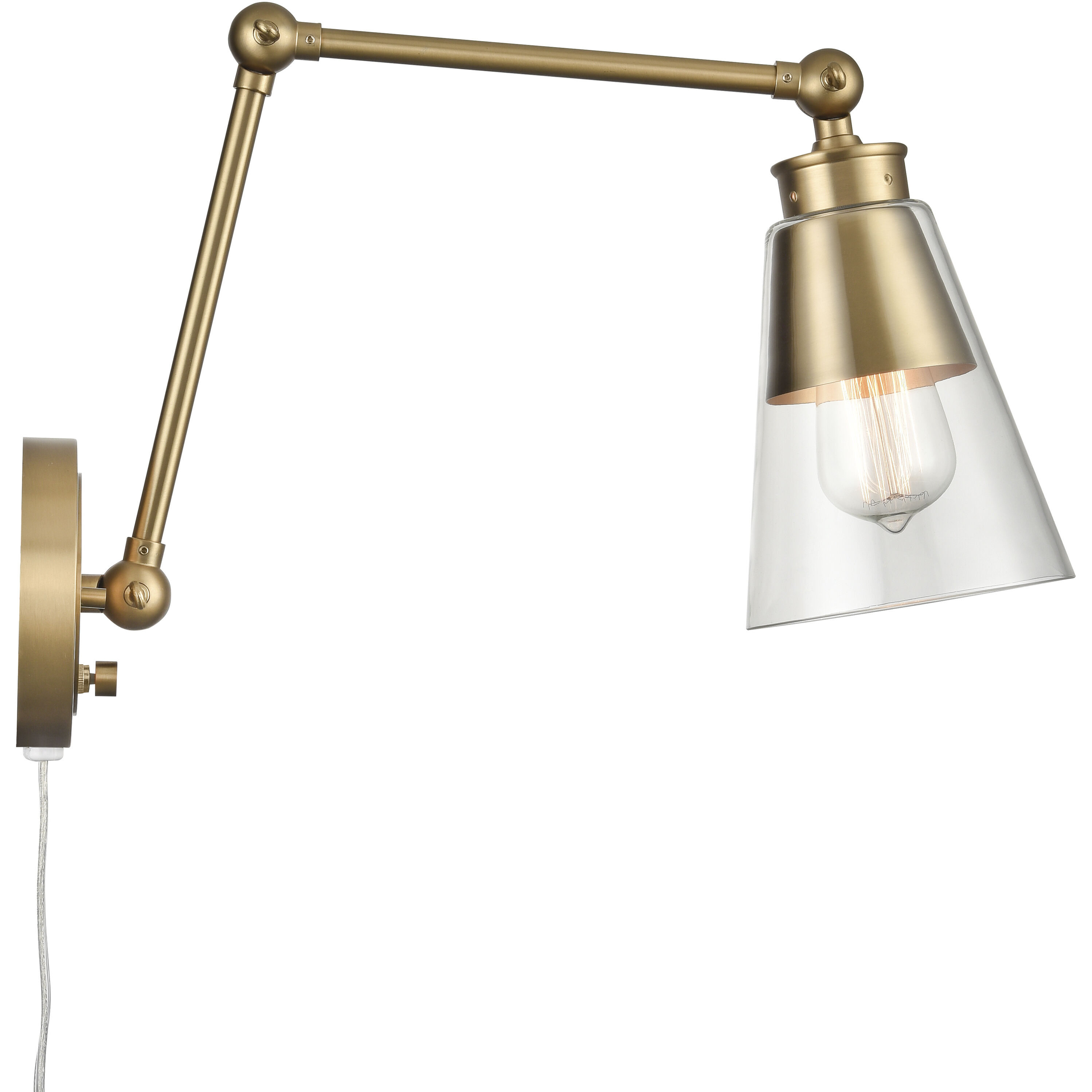 Albany 16.25 inch 60 watt Brushed Gold Hinged Swingarm Sconce Wall Light