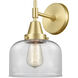 Caden 1 Light 8 inch Satin Brass Sconce Wall Light in Clear Glass