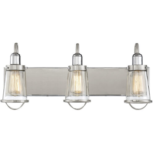 Lansing 3 Light 24 inch Satin Nickel with Polished Nickel Accents Bathroom Vanity Light Wall Light