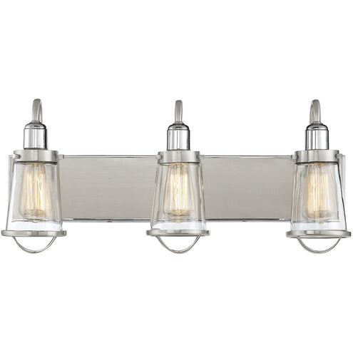 Lansing 3 Light 24 inch Satin Nickel with Polished Nickel Accents Vanity Light Wall Light