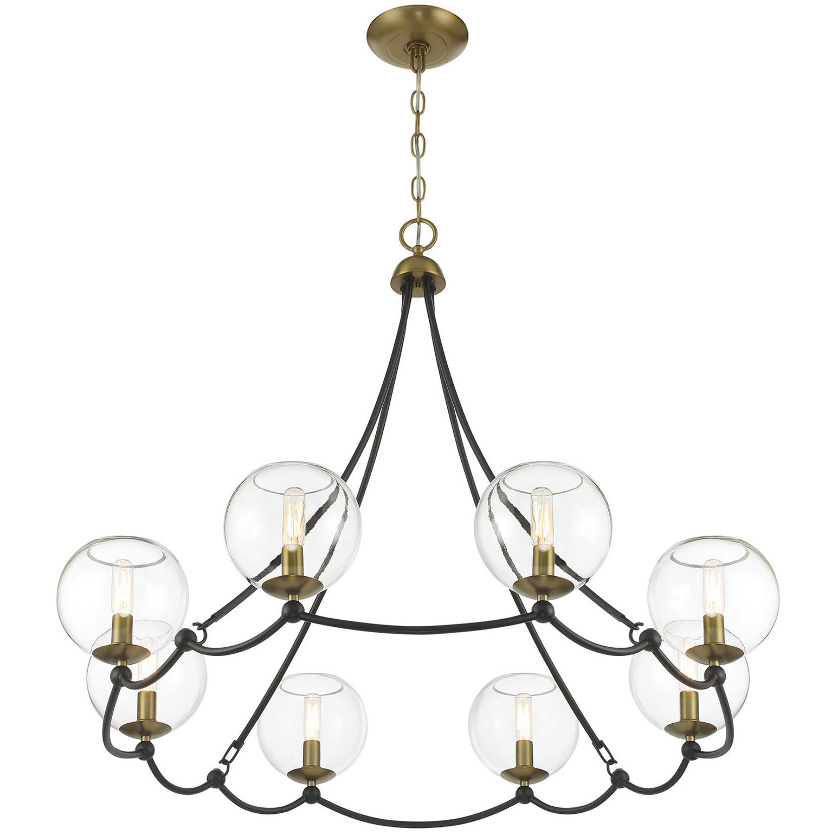 Vantage Kearney Park 8 Light 35 inch Coal and Soft Brass Chandelier Ceiling Light