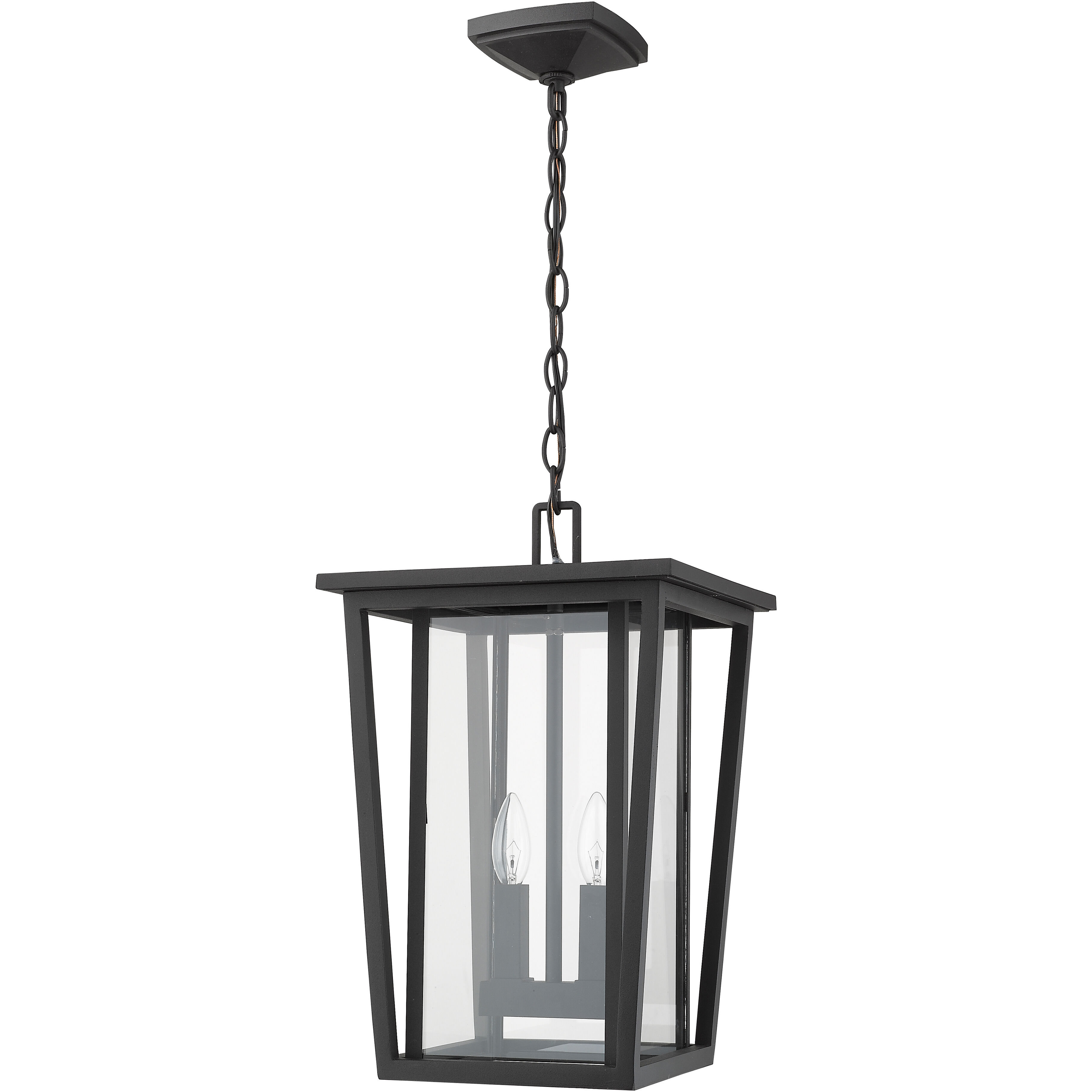 Seoul 2 Light 11.25 inch Black Outdoor Chain Mount Ceiling Fixture