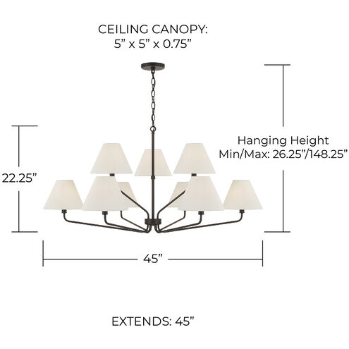 Chadwick 9 Light 45 inch Espresso Chandelier Ceiling Light