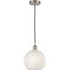 Edison White Mouchette 1 Light 10 inch Brushed Satin Nickel Cord Hung Mini Pendant Ceiling Light