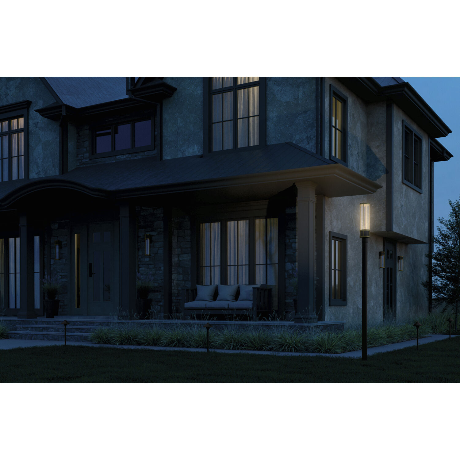 Camillo LED 20 inch Black Textured Outdoor Wall, Large